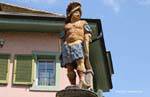 Rue St. Martin Center, polychrome Statue Vevey, Die Schweiz.