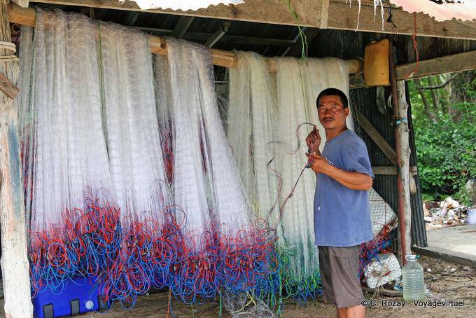 Hängen Fischernetze, Phuket Chalong - Thailand