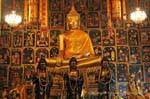 Chinesische Hintergrund Wandbilder, Wat Choeng Phanan, Ayutthaya, Thailand.