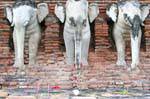Ausgehende Elefanten Wand, Wat Chang Lom, Old Sukhothai, Sukhothai, Wat Chang Rop, Thailand.