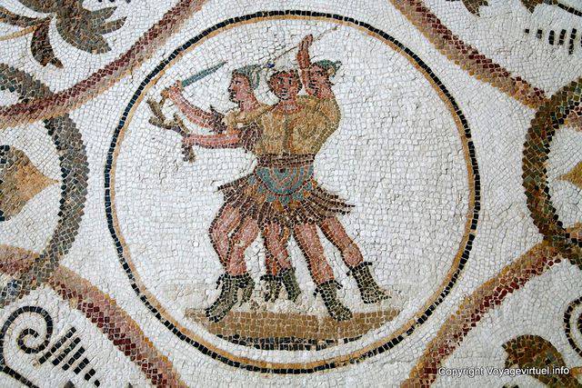 Kriegstanz, Mosaikfragment Bardo Museum - Tunesien