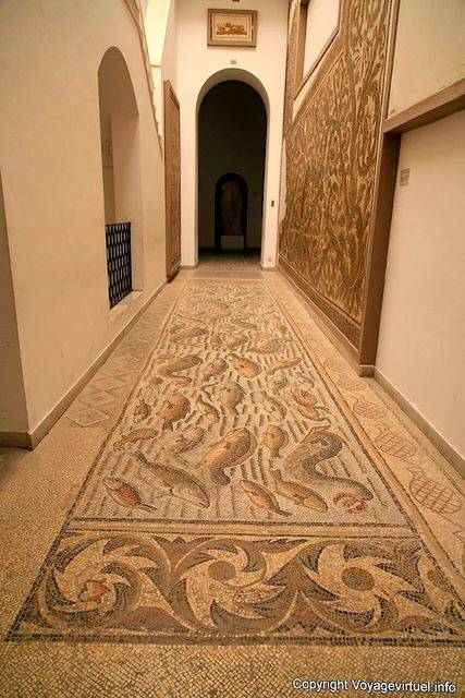 Korridor, um Fische, Terrazzo, Bardo Museum - Tunesien