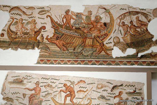 Odysseus reist, Wandmosaiken, die Bardo National Museum - Tunesien