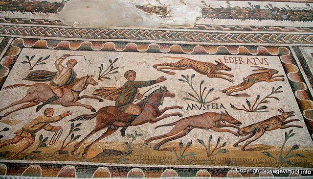 Bardo-Museum, Jagdszene, Mosaik, Ederatus Mustela - Tunesien