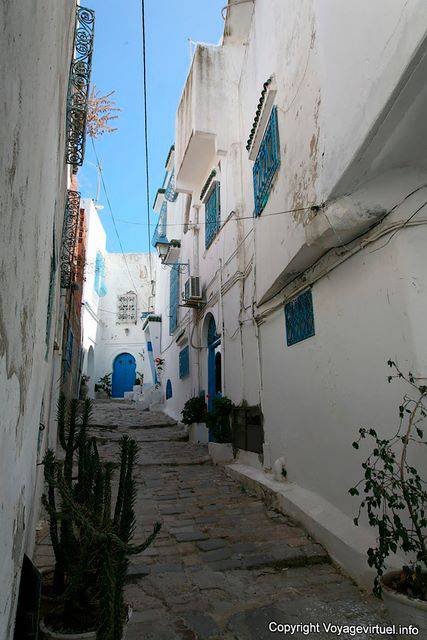 Sidi Bou Said, Montante gepflasterte Gasse - Tunesien
