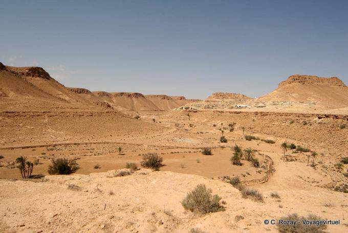 Ksar Chenini, Panoramablick auf die Landschaft - Tunesien