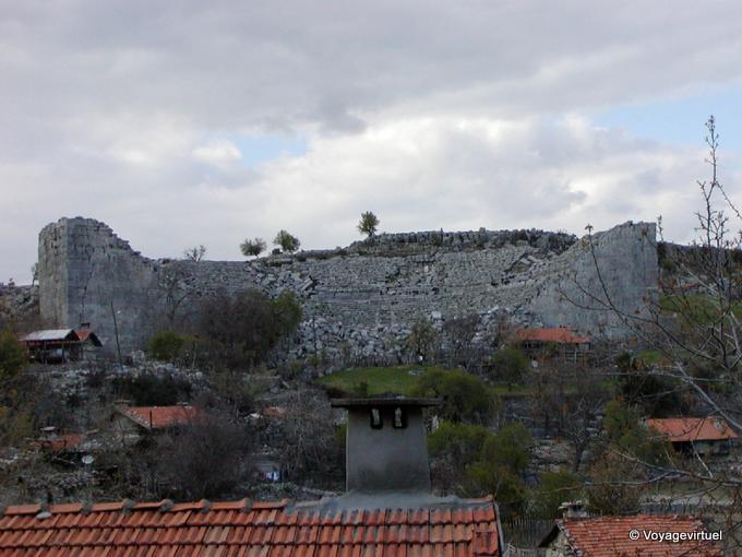 Griechisch-römischen Theater von Selge in Altinkaya gesehen - Türkei