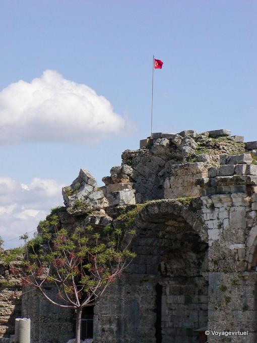 Flagge auf der Site von Side - Türkei